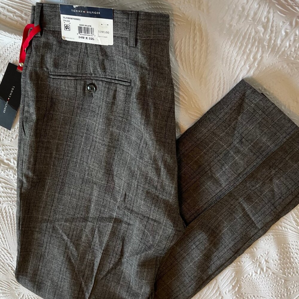 Men's Tommy Hilfiger Grey Glen Plaid Tyler Suit Separate Pant Size 34Lx32L NWT